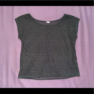 Garage Black Crochet Cover Up Top